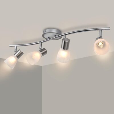 LED track lighting, rotatable spotlights with glass shade, bulbs not included.