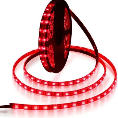 Red LED strip, waterproof IP65, 12V, for home, garden.