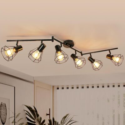 Track lighting, black farmhouse style, bulbs not included.