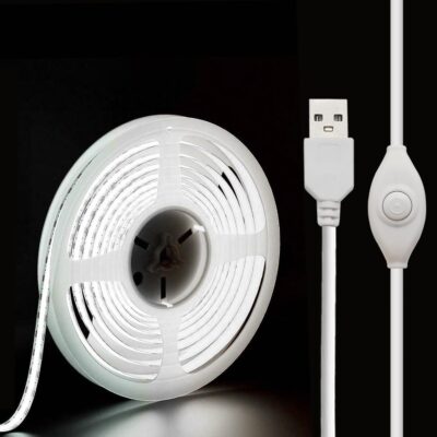 USB LED strip light, white, flexible, for under cabinet, kitchen, TV backlight.