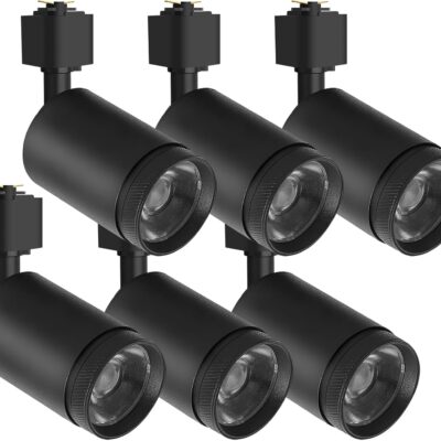 LED track light heads, adjustable, multiple color temps, flicker-free, pack of 6.