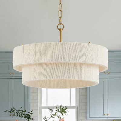 Rattan chandelier, boho, 20-inch, adjustable.