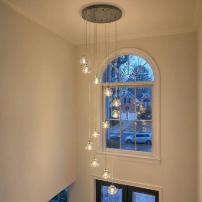 Crystal chandelier, black, 12 lights, adjustable.