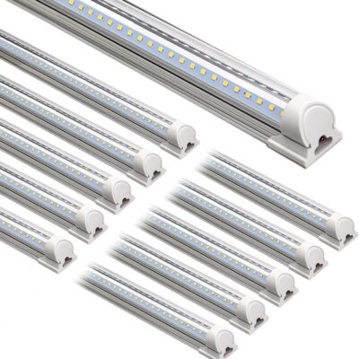 LED shop lights, 8ft, 72W, 10000lm, 5000K daylight, linkable, for workshop, warehouse.