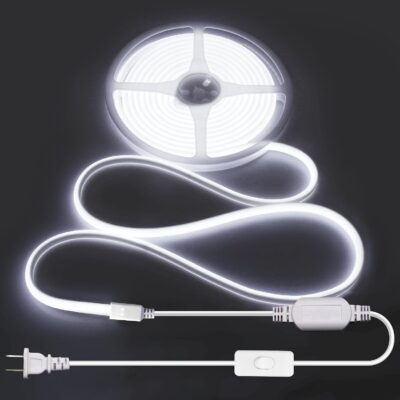 Waterproof LED strip lights, 6000K daylight white, indoor outdoor.