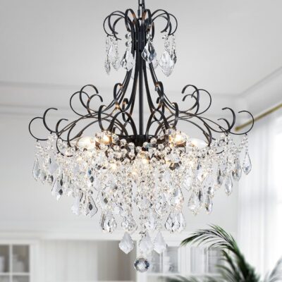 Crystal chandelier, 10-light, black.